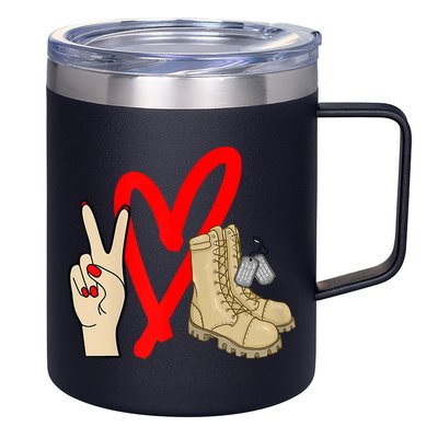 Army Wife Army Girlfriend Love Combat Boots Military 12oz Stainless Steel Coffee Mug