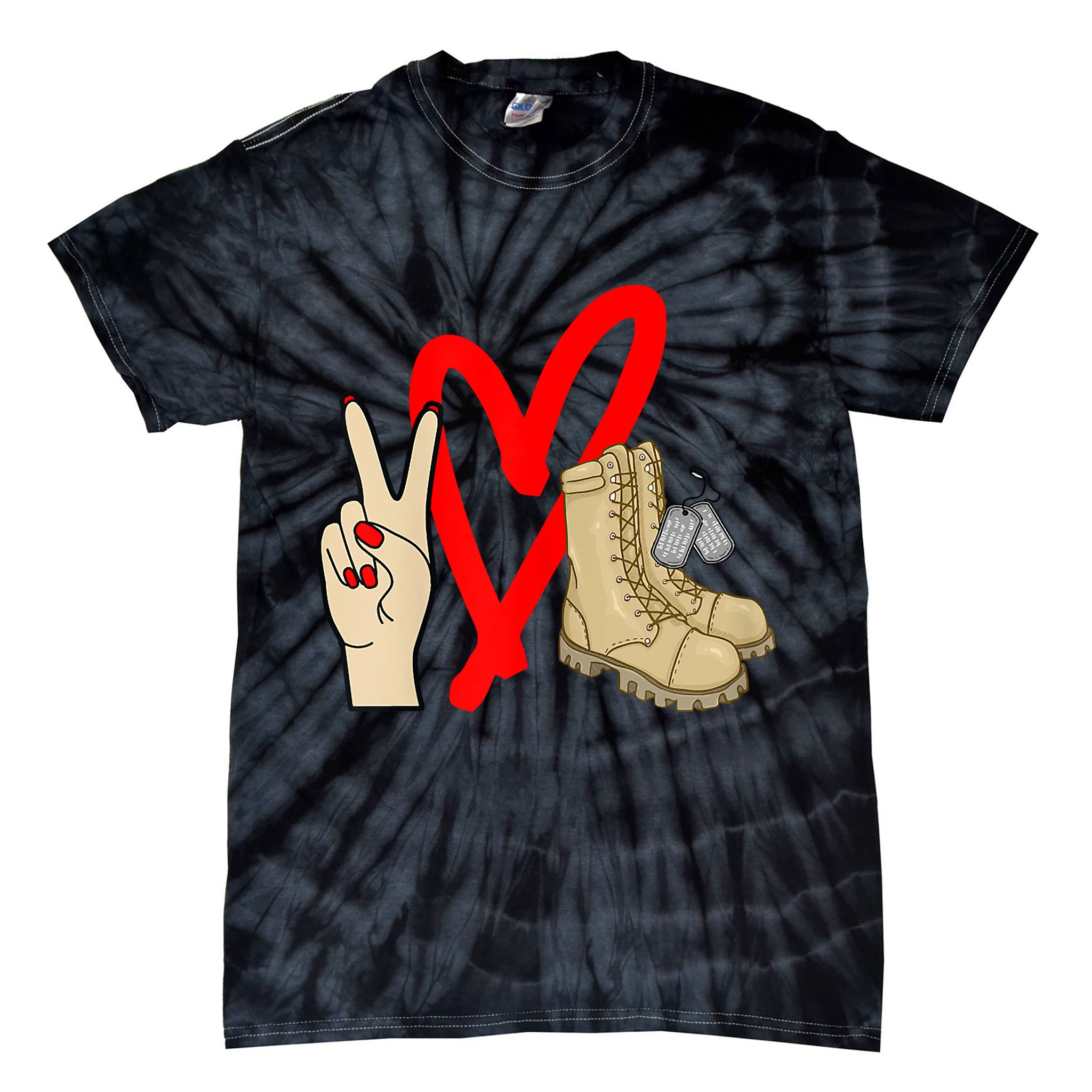 Army Wife Army Girlfriend Love Combat Boots Military Tie-Dye T-Shirt