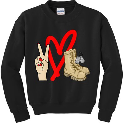 Army Wife Army Girlfriend Love Combat Boots Military Kids Sweatshirt