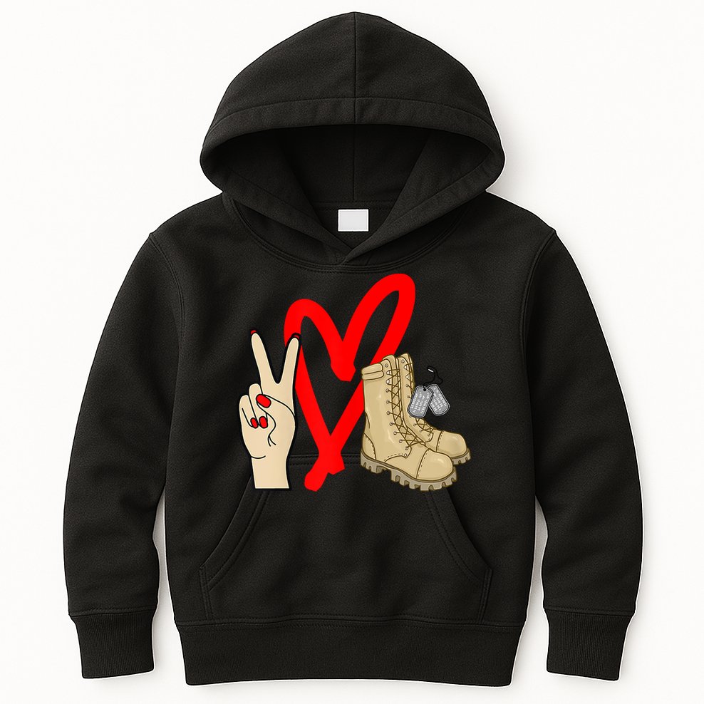 Army Wife Army Girlfriend Love Combat Boots Military Kids Hoodie