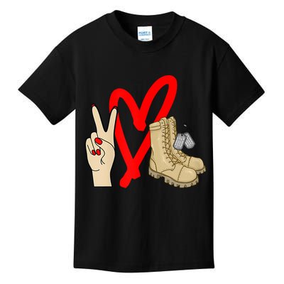 Army Wife Army Girlfriend Love Combat Boots Military Kids T-Shirt
