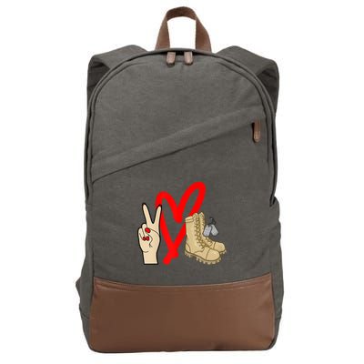 Army Wife Army Girlfriend Love Combat Boots Military Cotton Canvas Backpack