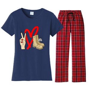 Army Wife Army Girlfriend Love Combat Boots Military Women's Flannel Pajama Set