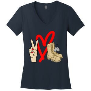 Army Wife Army Girlfriend Love Combat Boots Military Women's V-Neck T-Shirt