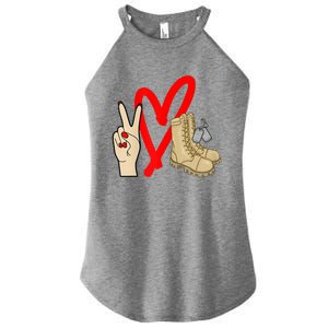 Army Wife Army Girlfriend Love Combat Boots Military Women's Perfect Tri Rocker Tank