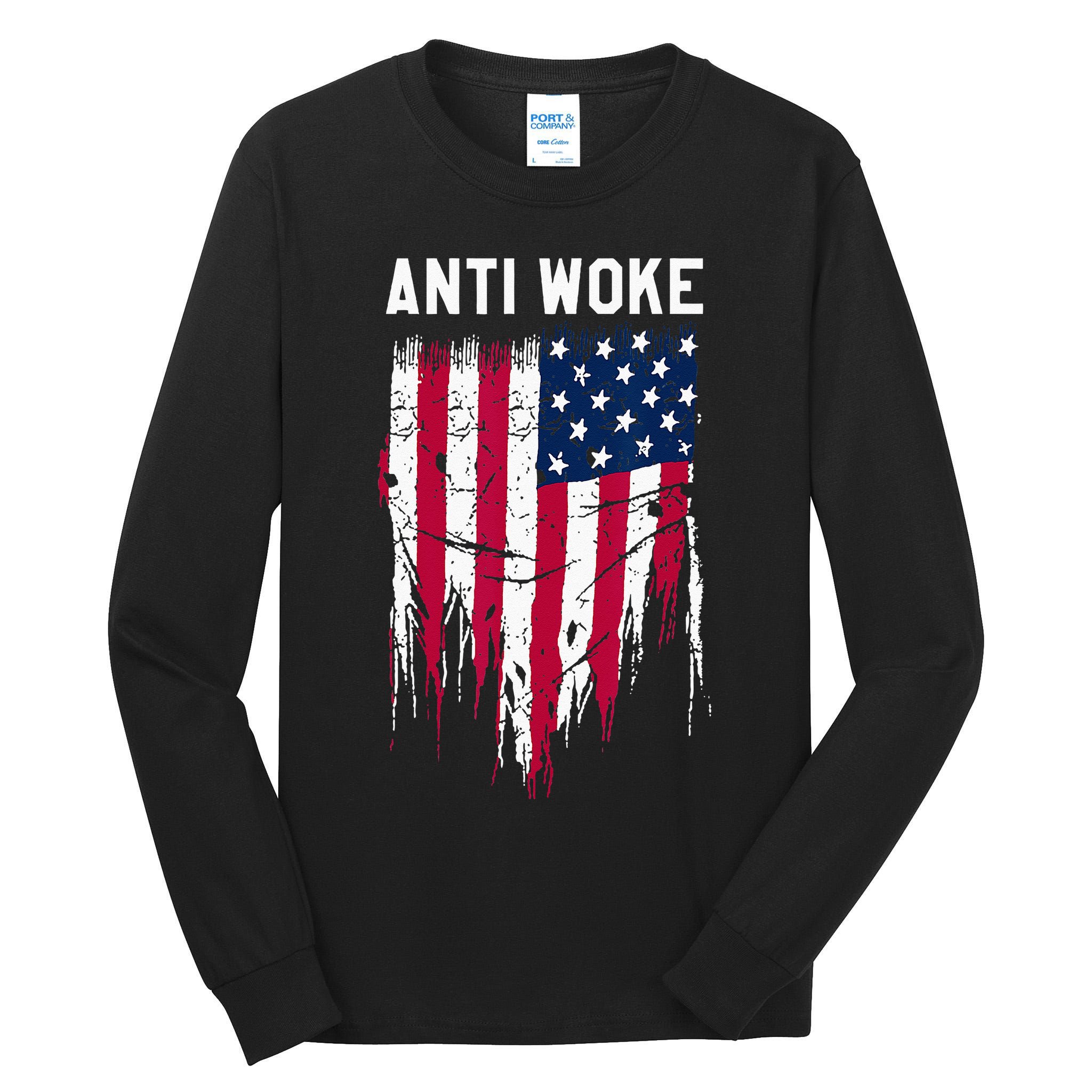 Anti Woke American Flag Patriotic Cancel Cancel Culture Tall Long Sleeve T-Shirt