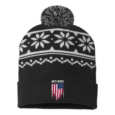 Anti Woke American Flag Patriotic Cancel Cancel Culture USA-Made Snowflake Beanie