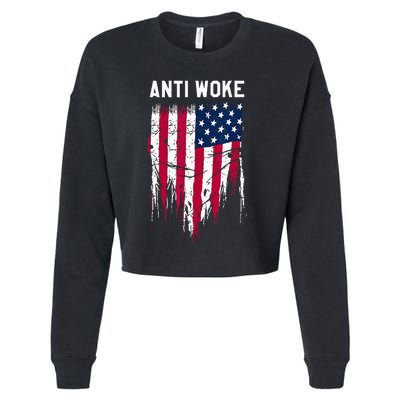 Anti Woke American Flag Patriotic Cancel Cancel Culture Cropped Pullover Crew