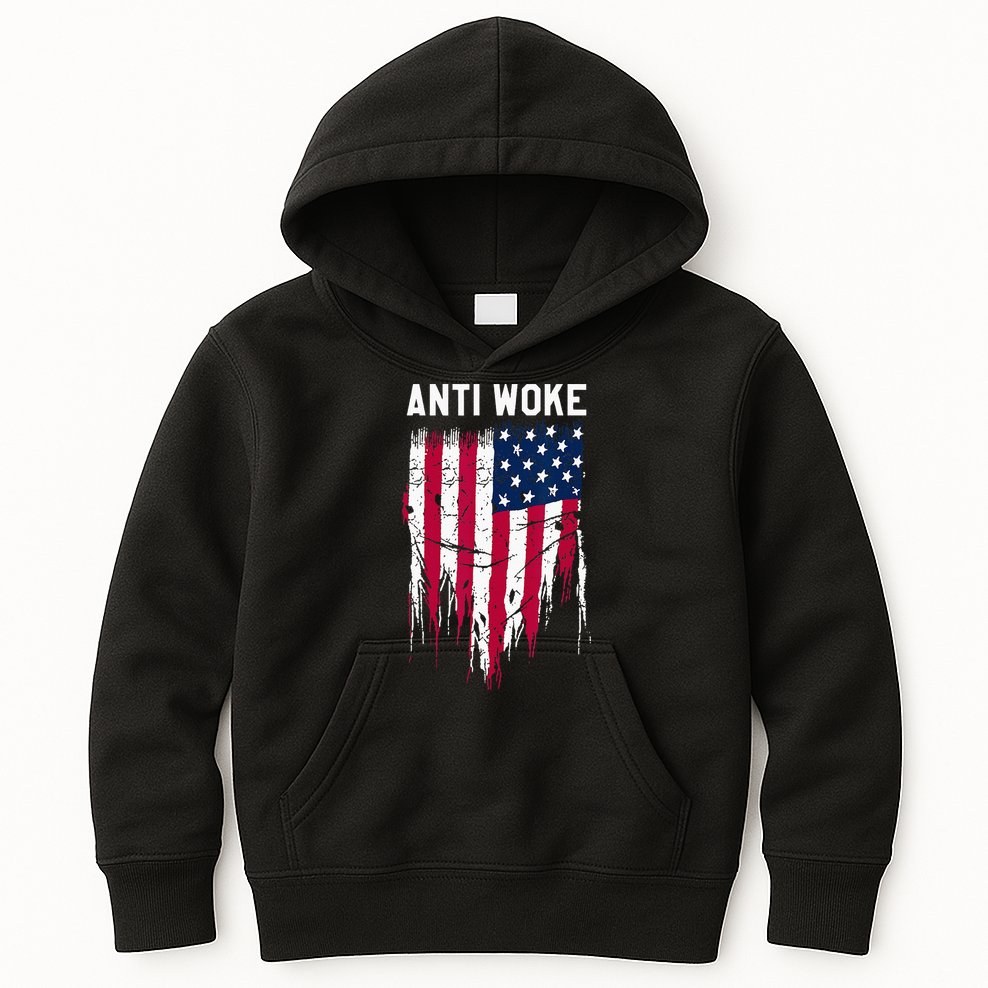 Anti Woke American Flag Patriotic Cancel Cancel Culture Kids Hoodie