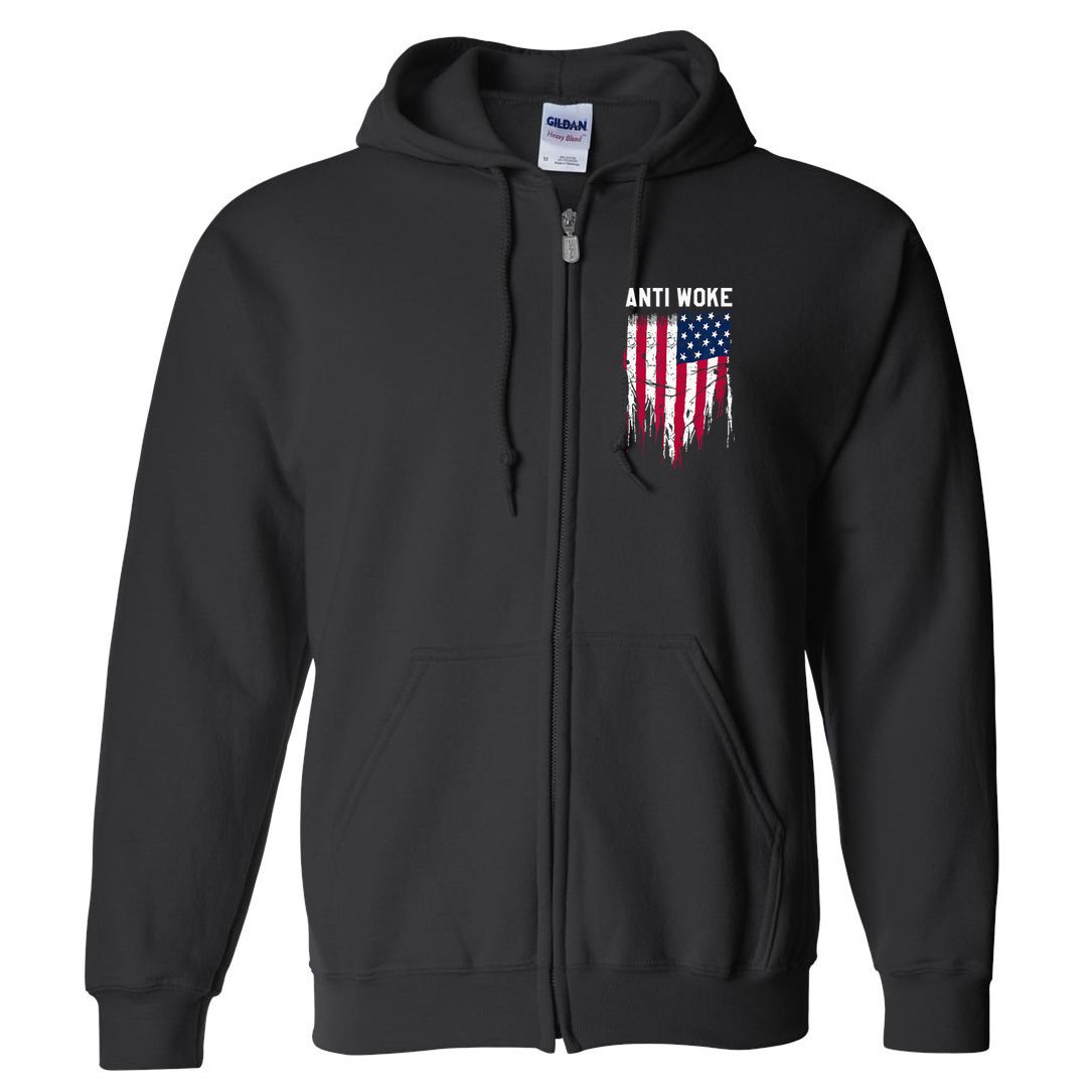 Anti Woke American Flag Patriotic Cancel Cancel Culture Full Zip Hoodie