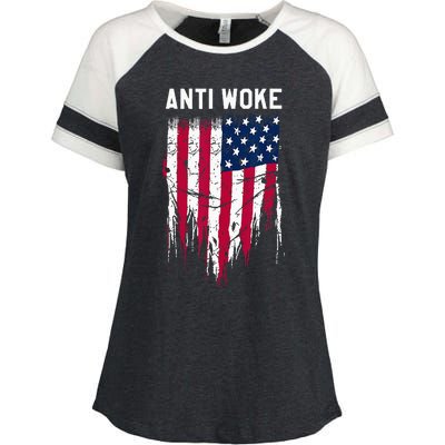 Anti Woke American Flag Patriotic Cancel Cancel Culture Enza Ladies Jersey Colorblock Tee