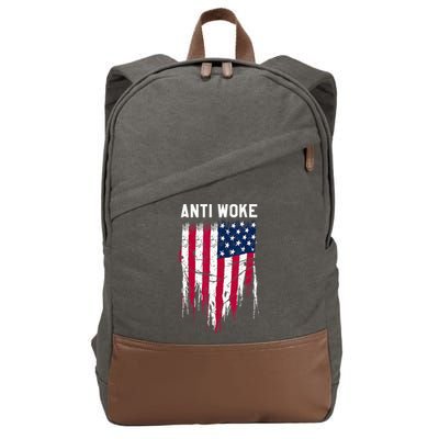Anti Woke American Flag Patriotic Cancel Cancel Culture Cotton Canvas Backpack