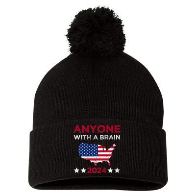 Anyone With A Brain Funny Anti Biden Pom Pom 12in Knit Beanie