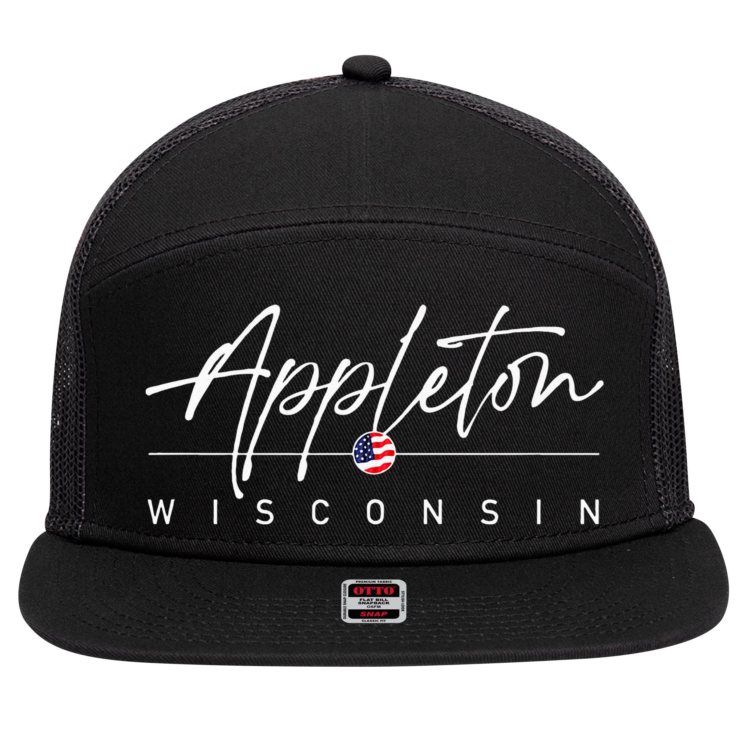 Appleton Wisconsin 7 Panel Mesh Trucker Snapback Hat