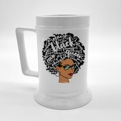 Afro Word Art Bae Proud Gift Black History Month Mom Meaningful Gift Beer Stein