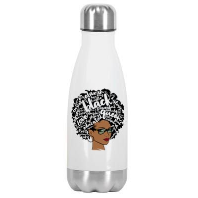 Afro Word Art Bae Proud Gift Black History Month Mom Meaningful Gift Stainless Steel Insulated Water Bottle