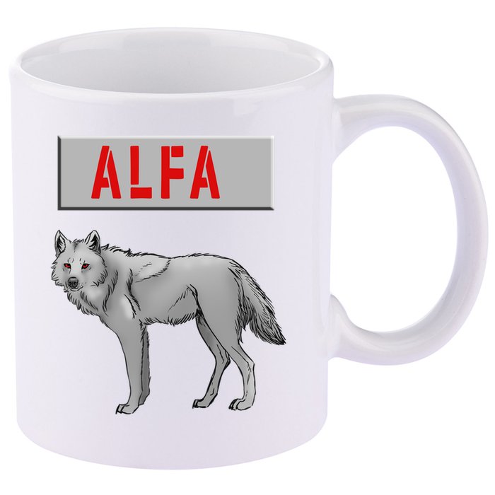ALFA Wolf 11oz C Handle Ceramic Mug
