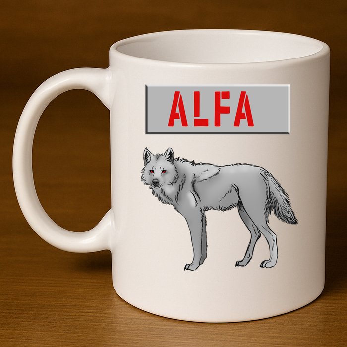 ALFA Wolf 11oz C Handle Ceramic Mug