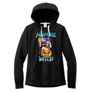 Aquarius Witch And Cute Pumpkin And Astrology Great Gift Women's Fleece Hoodie