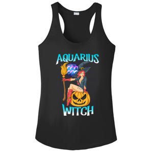 Aquarius Witch And Cute Pumpkin And Astrology Great Gift Ladies PosiCharge Competitor Racerback Tank