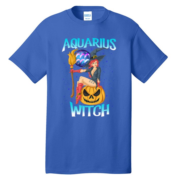 Aquarius Witch And Cute Pumpkin And Astrology Great Gift Tall T-Shirt