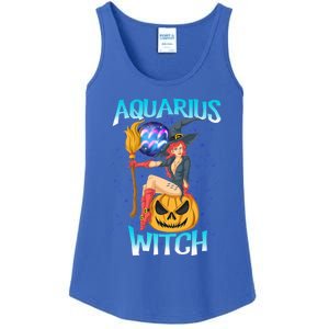 Aquarius Witch And Cute Pumpkin And Astrology Great Gift Ladies Essential Tank