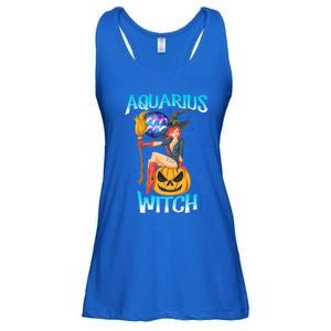 Aquarius Witch And Cute Pumpkin And Astrology Great Gift Ladies Essential Flowy Tank