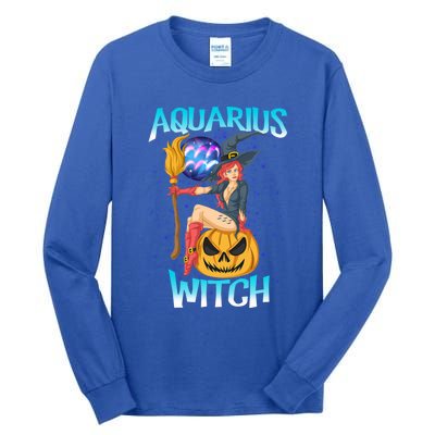 Aquarius Witch And Cute Pumpkin And Astrology Great Gift Tall Long Sleeve T-Shirt