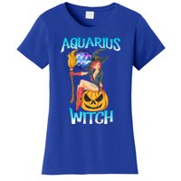 Aquarius Witch And Cute Pumpkin And Astrology Great Gift Women's T-Shirt