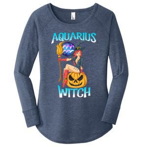 Aquarius Witch And Cute Pumpkin And Astrology Great Gift Women's Perfect Tri Tunic Long Sleeve Shirt