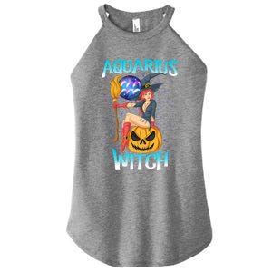 Aquarius Witch And Cute Pumpkin And Astrology Great Gift Women's Perfect Tri Rocker Tank