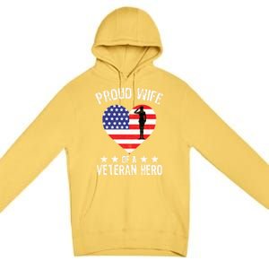 America Wife American Flag Veterans Day Patriotic Gift Premium Pullover Hoodie