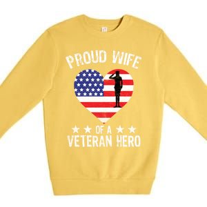 America Wife American Flag Veterans Day Patriotic Gift Premium Crewneck Sweatshirt