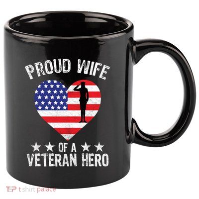 America Wife American Flag Veterans Day Patriotic Gift 11oz C Handle Ceramic Mug