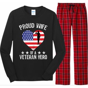 America Wife American Flag Veterans Day Patriotic Gift Long Sleeve Pajama Set