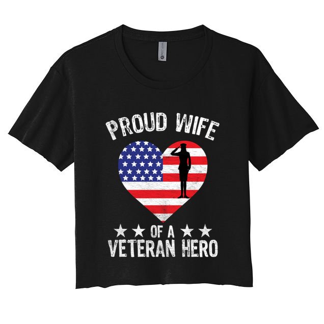 America Wife American Flag Veterans Day Patriotic Gift Crop Top