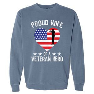 America Wife American Flag Veterans Day Patriotic Gift Garment-Dyed Sweatshirt