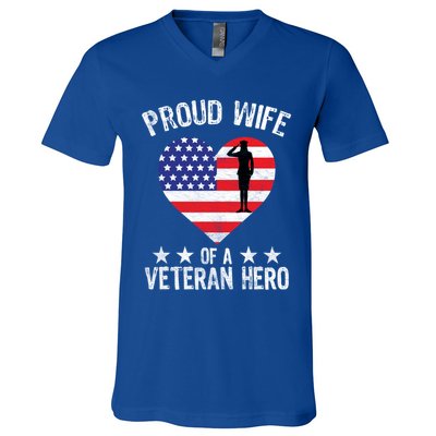 America Wife American Flag Veterans Day Patriotic Gift V-Neck T-Shirt