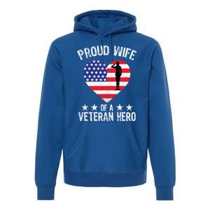 America Wife American Flag Veterans Day Patriotic Gift Premium Hoodie