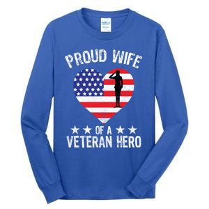 America Wife American Flag Veterans Day Patriotic Gift Tall Long Sleeve T-Shirt