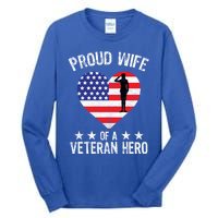 America Wife American Flag Veterans Day Patriotic Gift Tall Long Sleeve T-Shirt