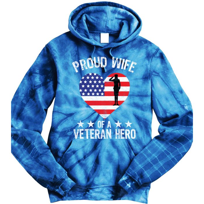 America Wife American Flag Veterans Day Patriotic Gift Tie Dye Hoodie