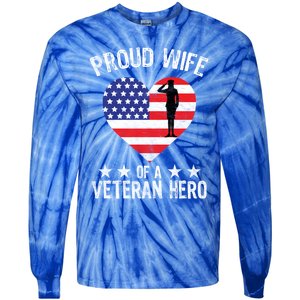 America Wife American Flag Veterans Day Patriotic Gift Tie-Dye Long Sleeve Shirt