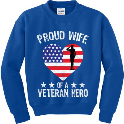 America Wife American Flag Veterans Day Patriotic Gift Kids Sweatshirt