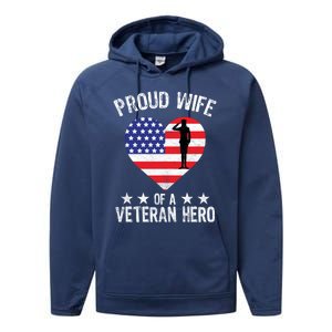 America Wife American Flag Veterans Day Patriotic Gift Performance Fleece Hoodie