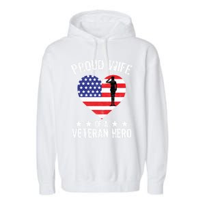 America Wife American Flag Veterans Day Patriotic Gift Garment-Dyed Fleece Hoodie