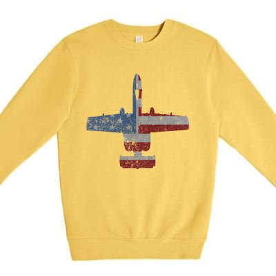 A10 Warthog Airplane American Flag Design Premium Crewneck Sweatshirt