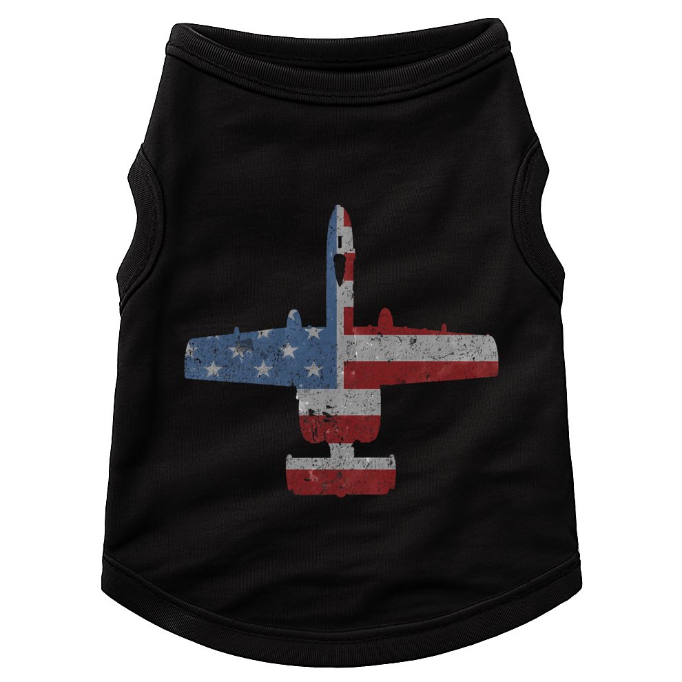 A10 Warthog Airplane American Flag Design Doggie Tank