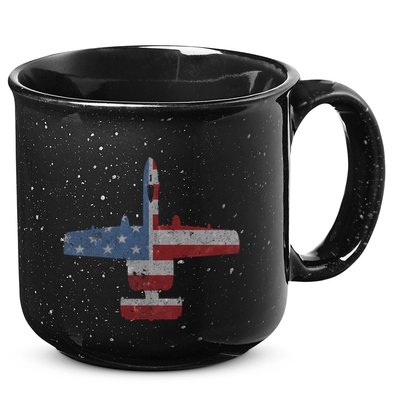 A10 Warthog Airplane American Flag Design 15oz Campfire Ceramic Mug