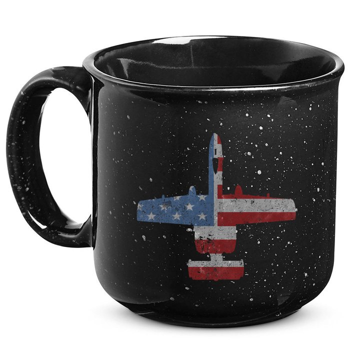A10 Warthog Airplane American Flag Design 15oz Campfire Ceramic Mug